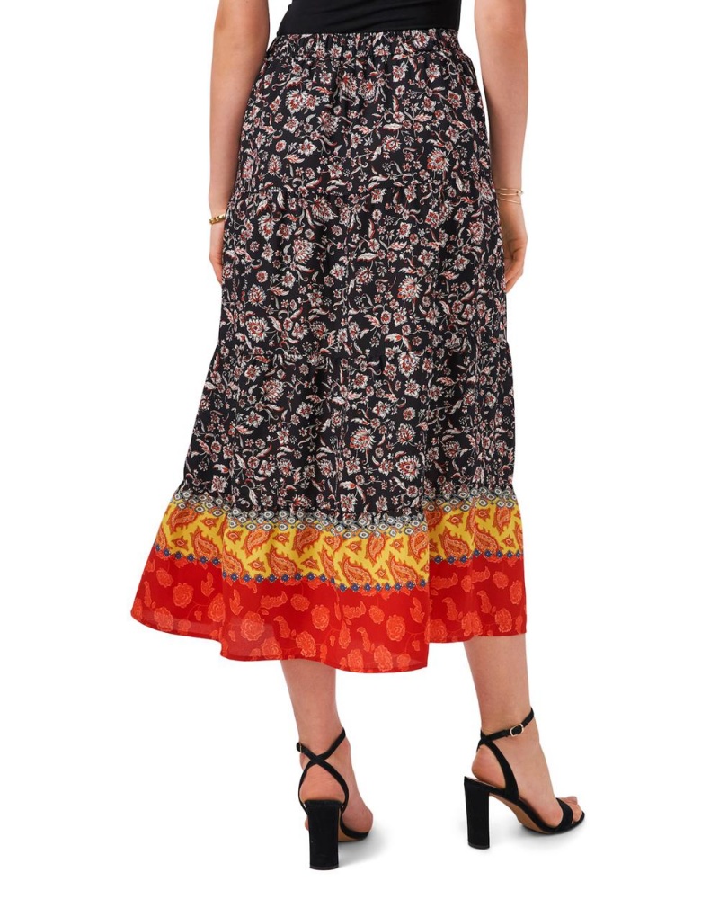 Vince Camuto Border-Print Tiered Sukne Damske Čierne | EWZU-51278