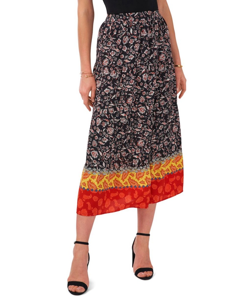 Vince Camuto Border-Print Tiered Sukne Damske Čierne | EWZU-51278