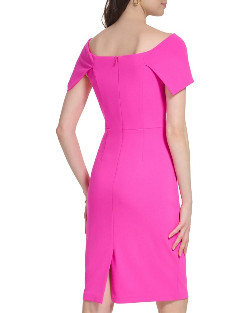 Vince Camuto Bow-Collar Sheath Saty Damske Fuchsie Ruzove | TIOR-52137
