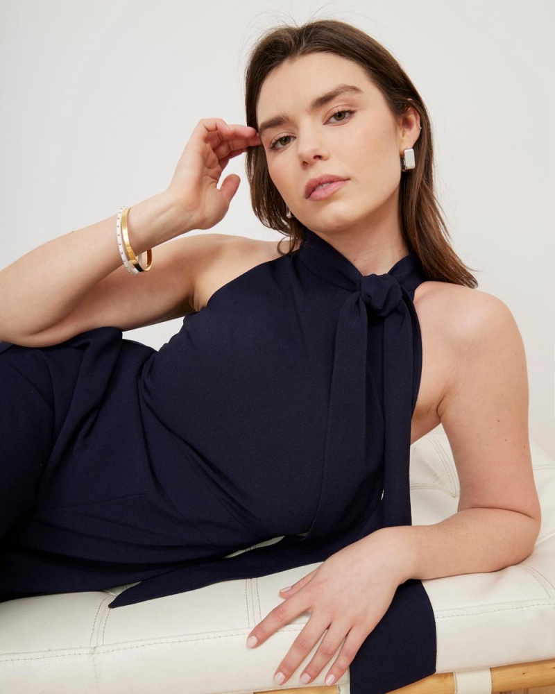 Vince Camuto Bow-Neck Kombineza Damske Námornícka Modrá | VRYG-84026