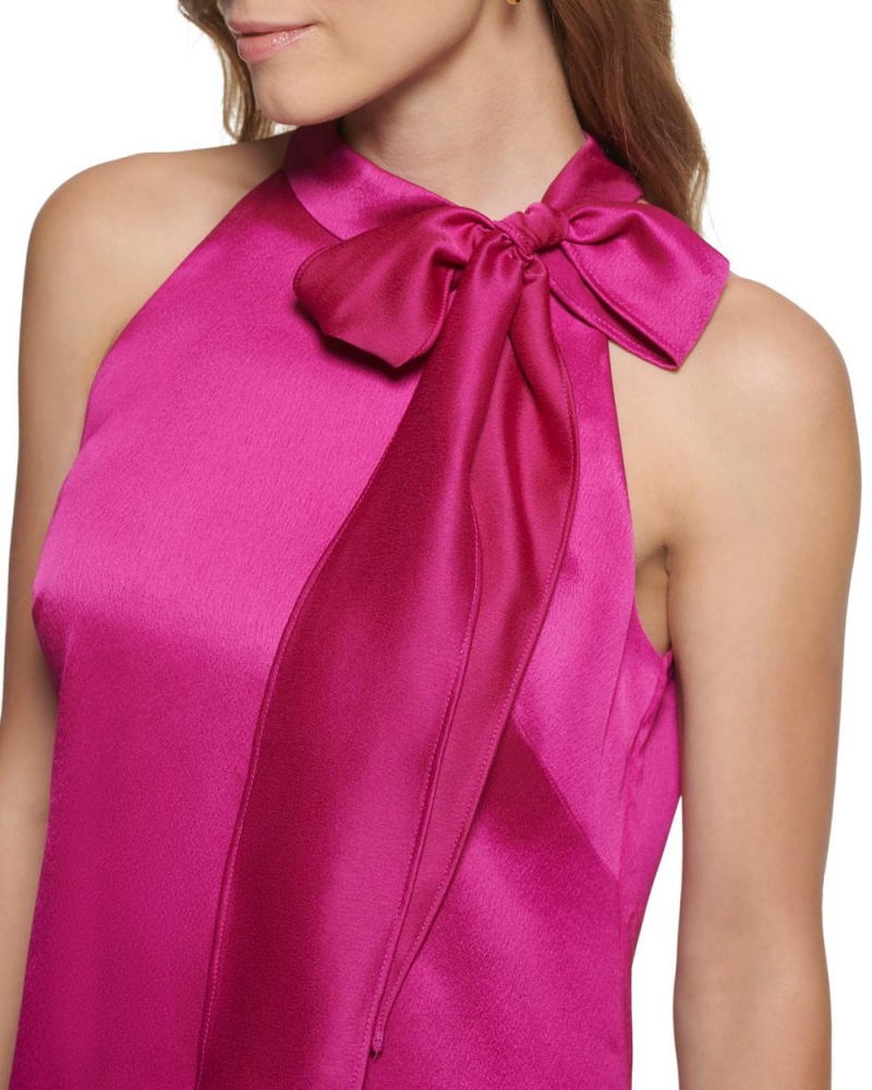 Vince Camuto Bow-Neck Mini Šaty Damske Fuchsie Ruzove | UPAK-67390