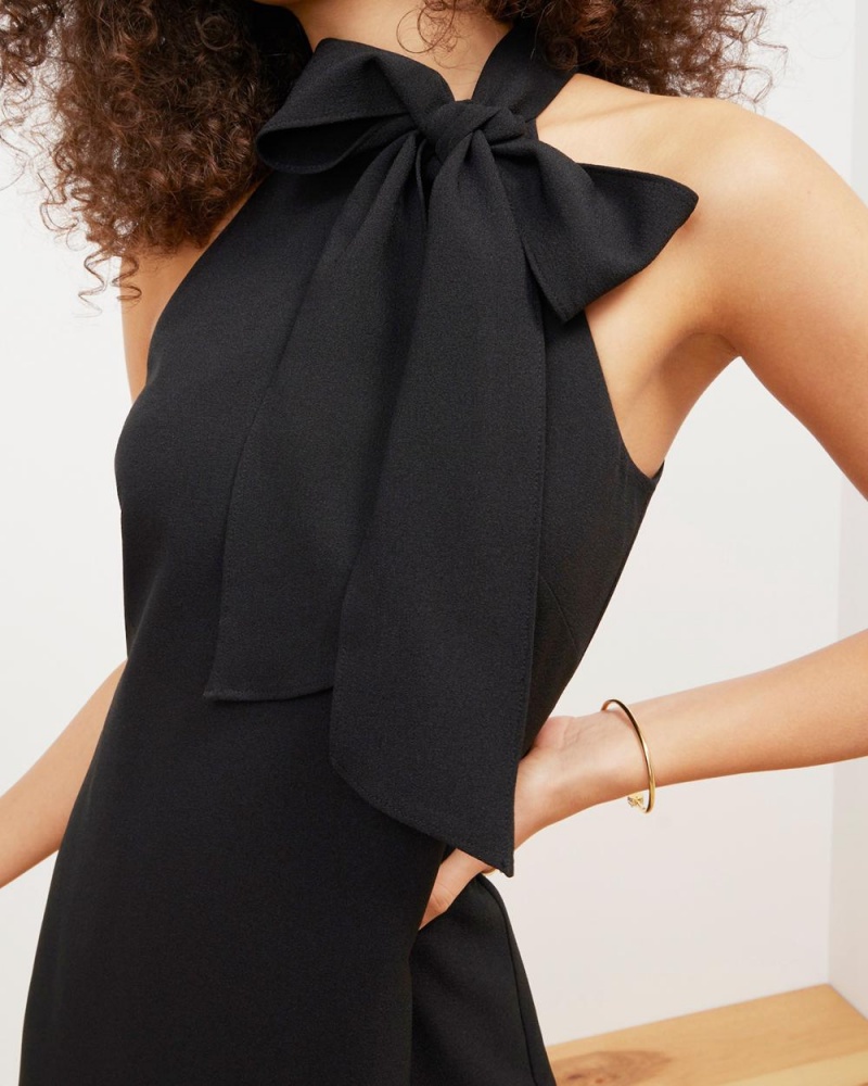 Vince Camuto Bow-Neck Mini Šaty Damske Čierne | FJXS-96102