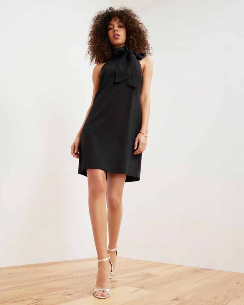 Vince Camuto Bow-Neck Mini Šaty Damske Čierne | FJXS-96102
