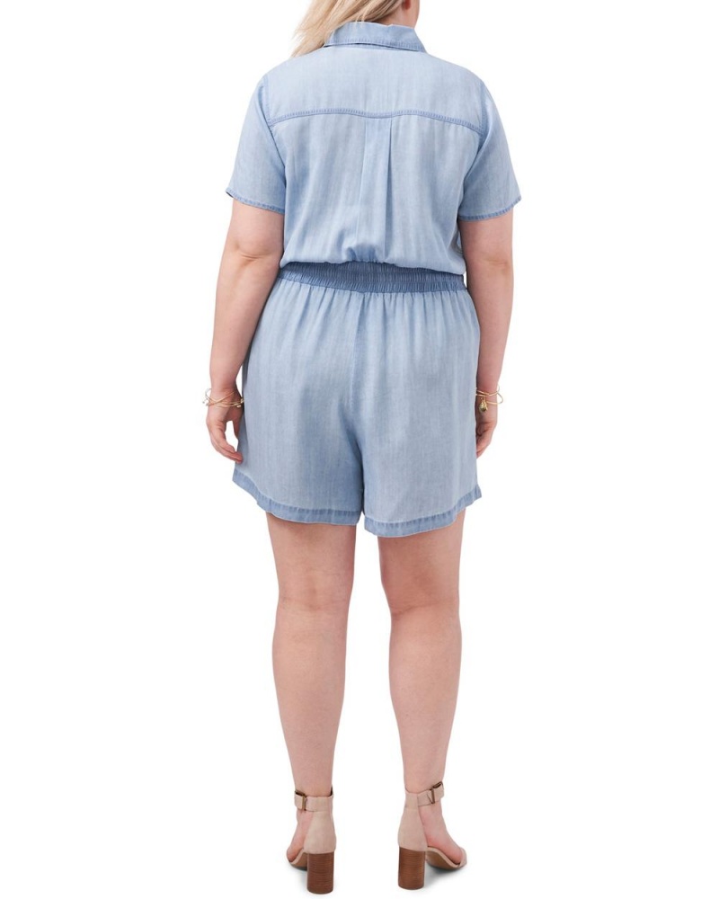 Vince Camuto Button-Down Romper (Plus Size) Kombineza Damske Modre | CTVZ-47092
