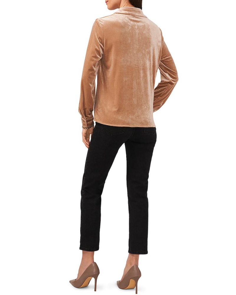 Vince Camuto Button-Up Velvet Shirt Kosela Damske Hnede | VKLU-85716