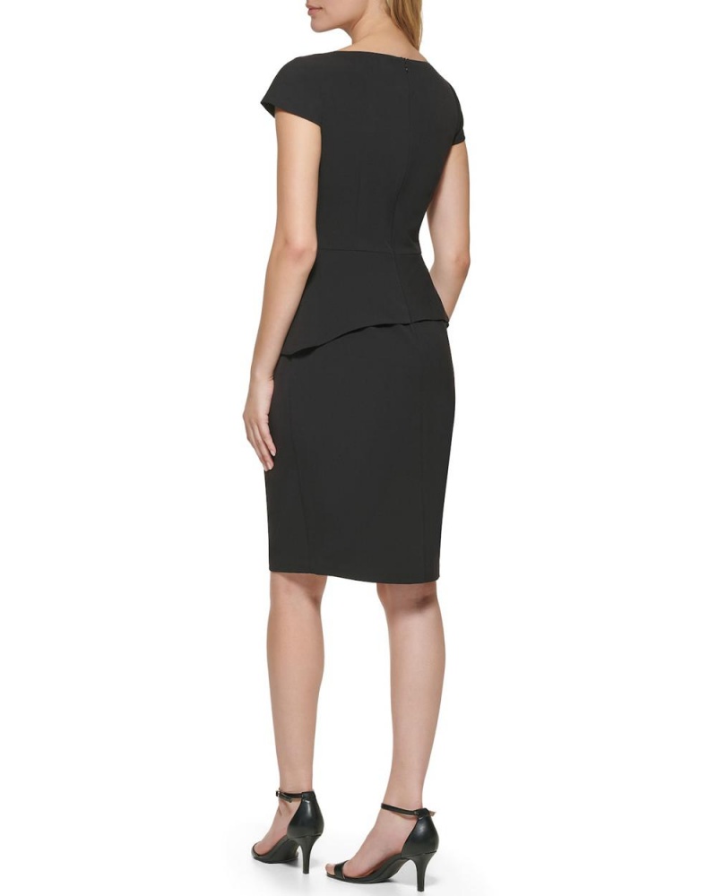Vince Camuto Cap-Sleeve Peplum (Petite) Mini Šaty Damske Čierne | MONC-14570