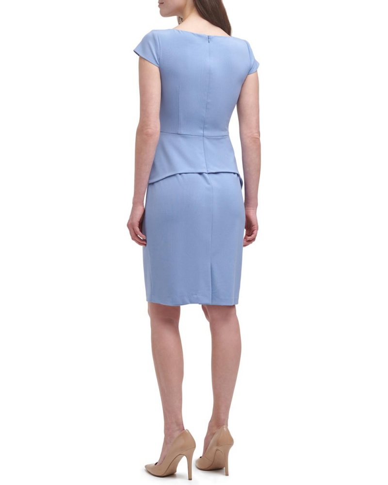 Vince Camuto Cap-Sleeve Peplum (Petite) Mini Šaty Damske Modre | ASKP-91836