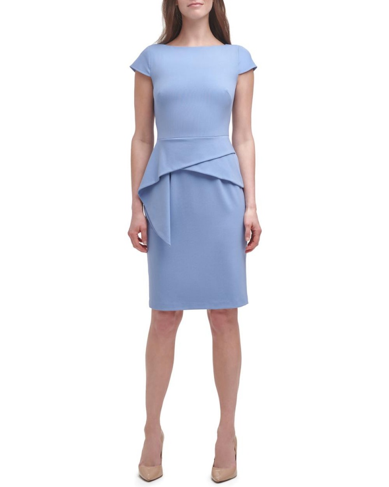 Vince Camuto Cap-Sleeve Peplum (Petite) Mini Šaty Damske Modre | ASKP-91836