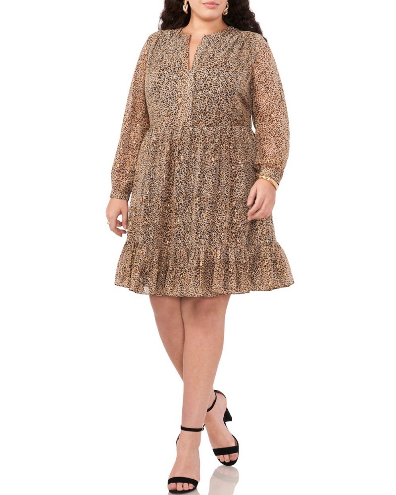 Vince Camuto Cheetah-Print Chiffon (Plus Size) Maxi Šaty Damske Hnede | AUMG-90638