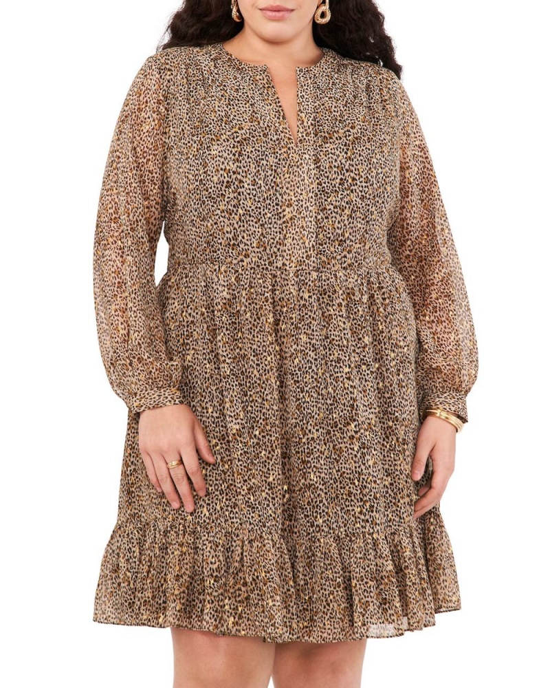 Vince Camuto Cheetah-Print Chiffon (Plus Size) Maxi Šaty Damske Hnede | AUMG-90638