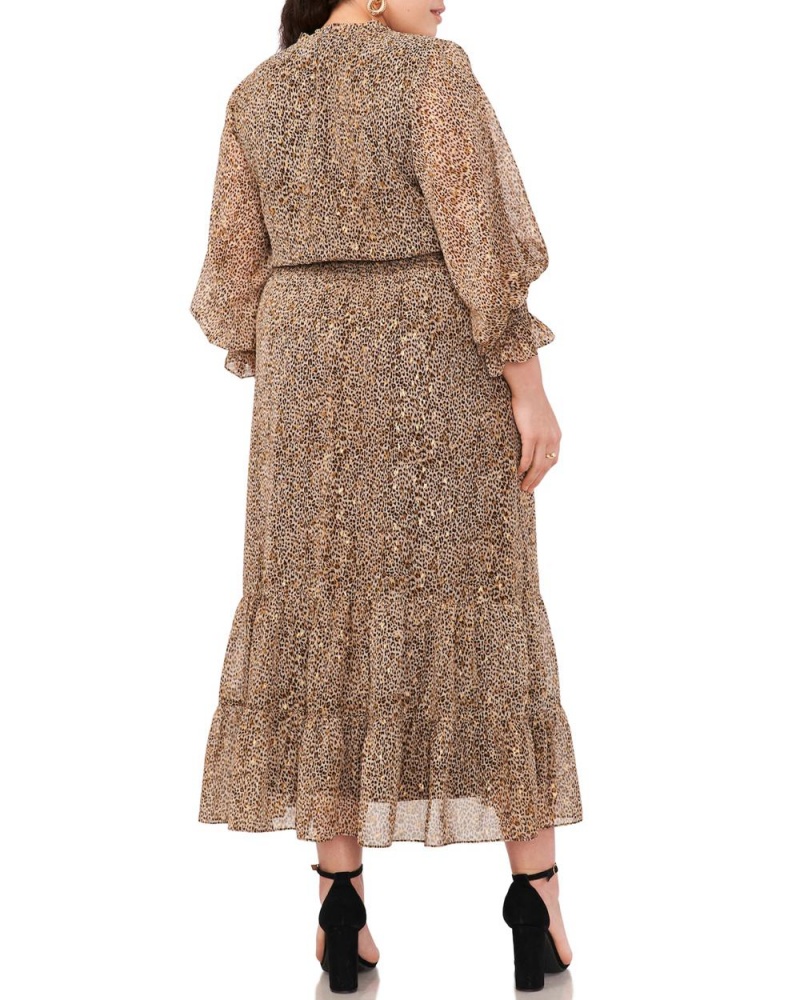 Vince Camuto Cheetah-Print Chiffon (Plus Size) Maxi Šaty Damske Hnede | VBYF-89475