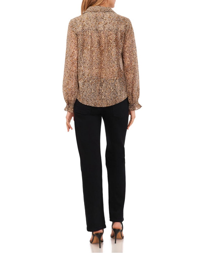Vince Camuto Cheetah-Print Chiffon Shirt Kosela Damske Hnede | PIVG-82163