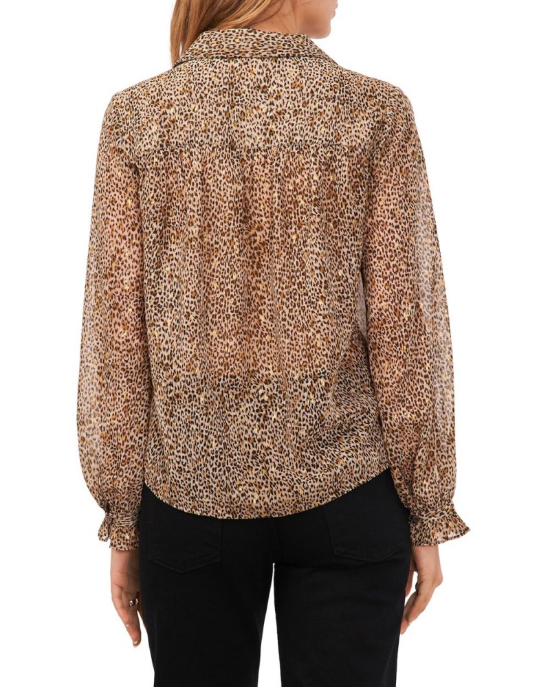 Vince Camuto Cheetah-Print Chiffon Shirt Kosela Damske Hnede | PIVG-82163