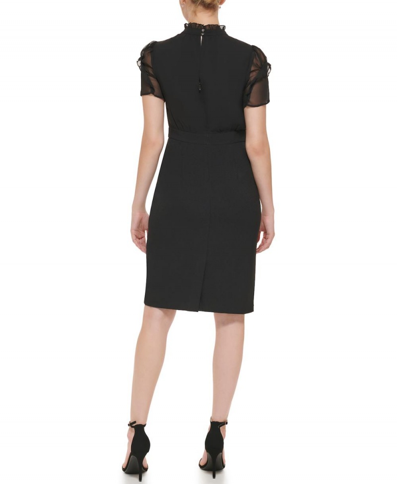 Vince Camuto Chiffon-Sleeve Mini Šaty Damske Čierne | OYIP-01359