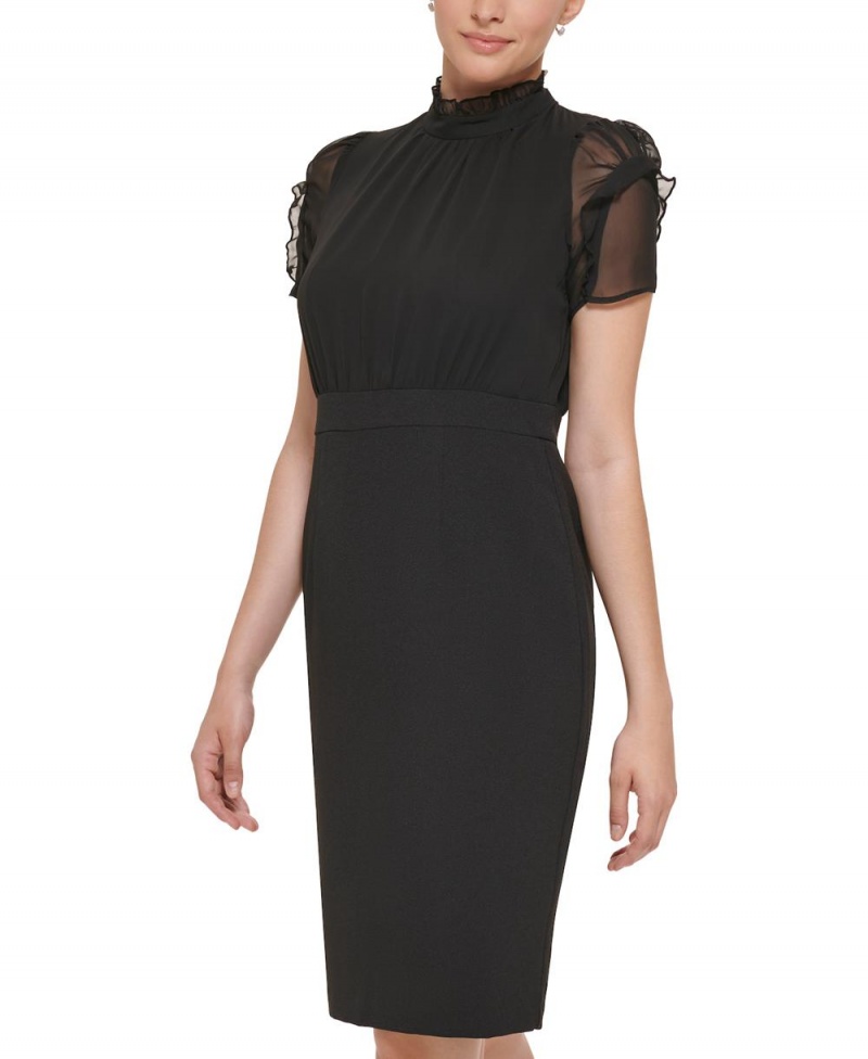 Vince Camuto Chiffon-Sleeve Mini Šaty Damske Čierne | OYIP-01359
