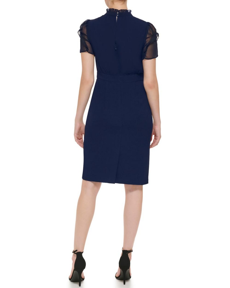 Vince Camuto Chiffon-Sleeve Mini Šaty Damske Námornícka Modrá | HZYD-78156