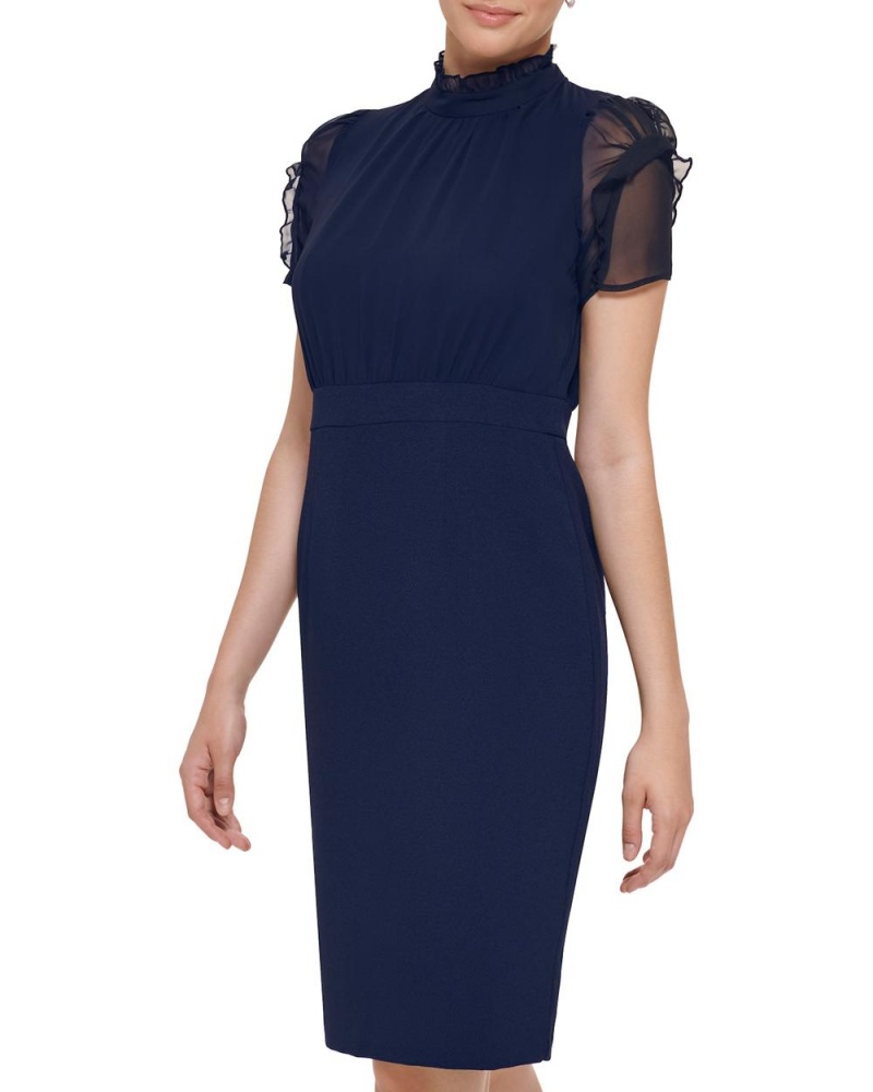 Vince Camuto Chiffon-Sleeve Mini Šaty Damske Námornícka Modrá | HZYD-78156