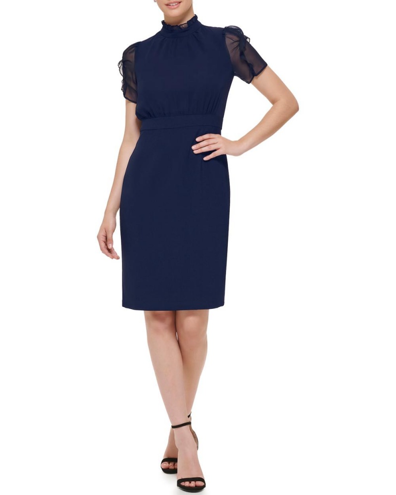 Vince Camuto Chiffon-Sleeve Mini Šaty Damske Námornícka Modrá | HZYD-78156