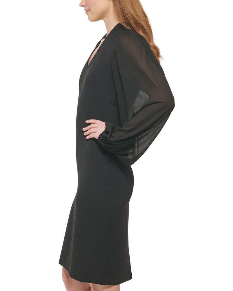 Vince Camuto Chiffon-Sleeve Sheath Mini Šaty Damske Čierne | JQVT-63450