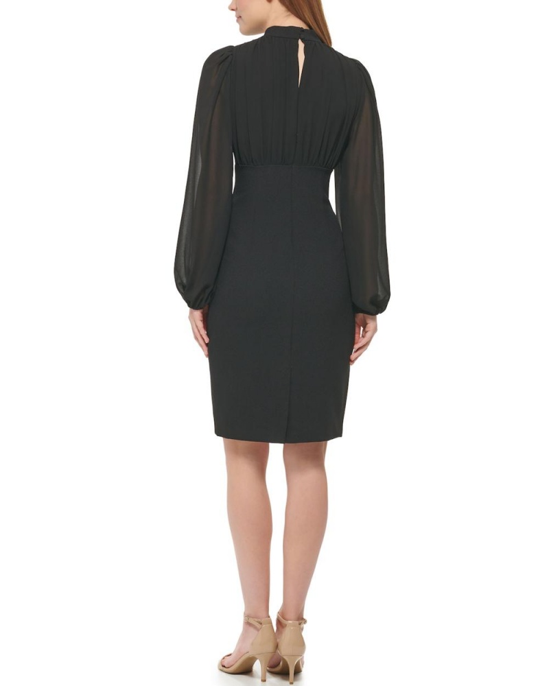 Vince Camuto Chiffon-Sleeve Sheath Mini Šaty Damske Čierne | JQVT-63450