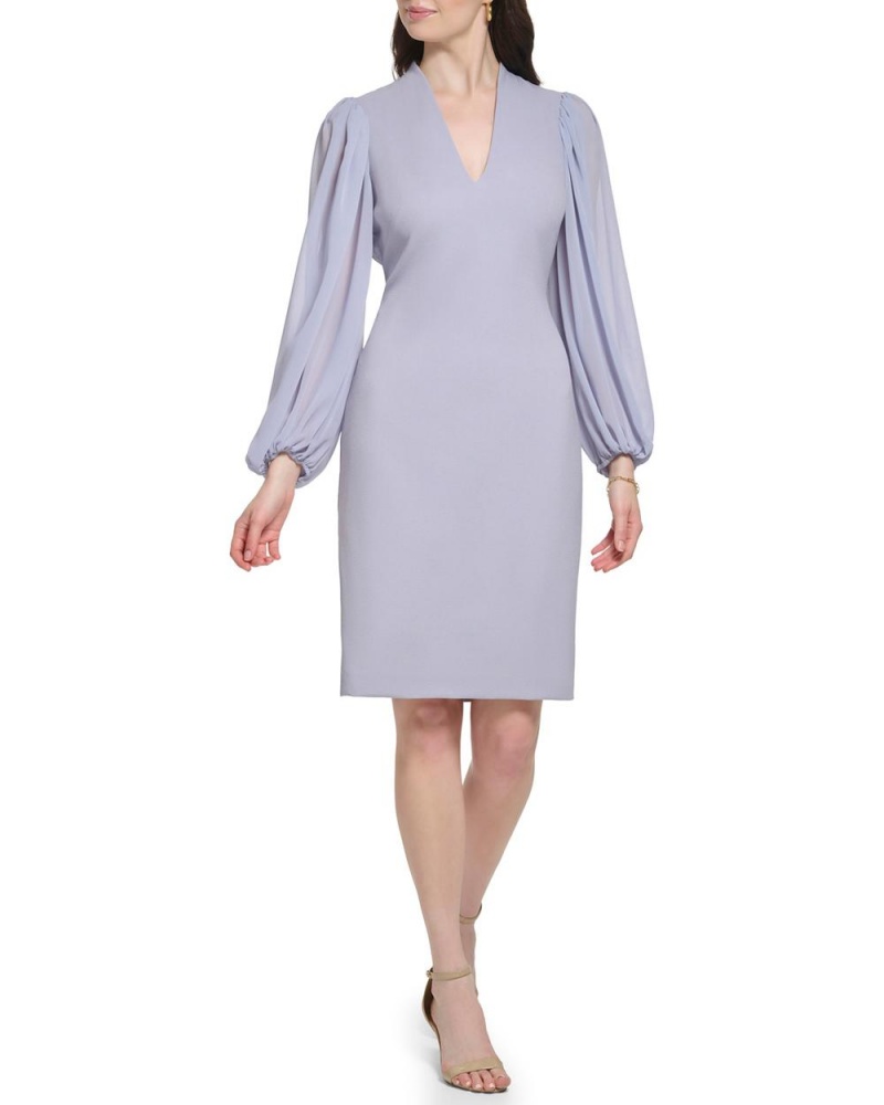Vince Camuto Chiffon-Sleeve Sheath Mini Šaty Damske Siva | OYZH-35271