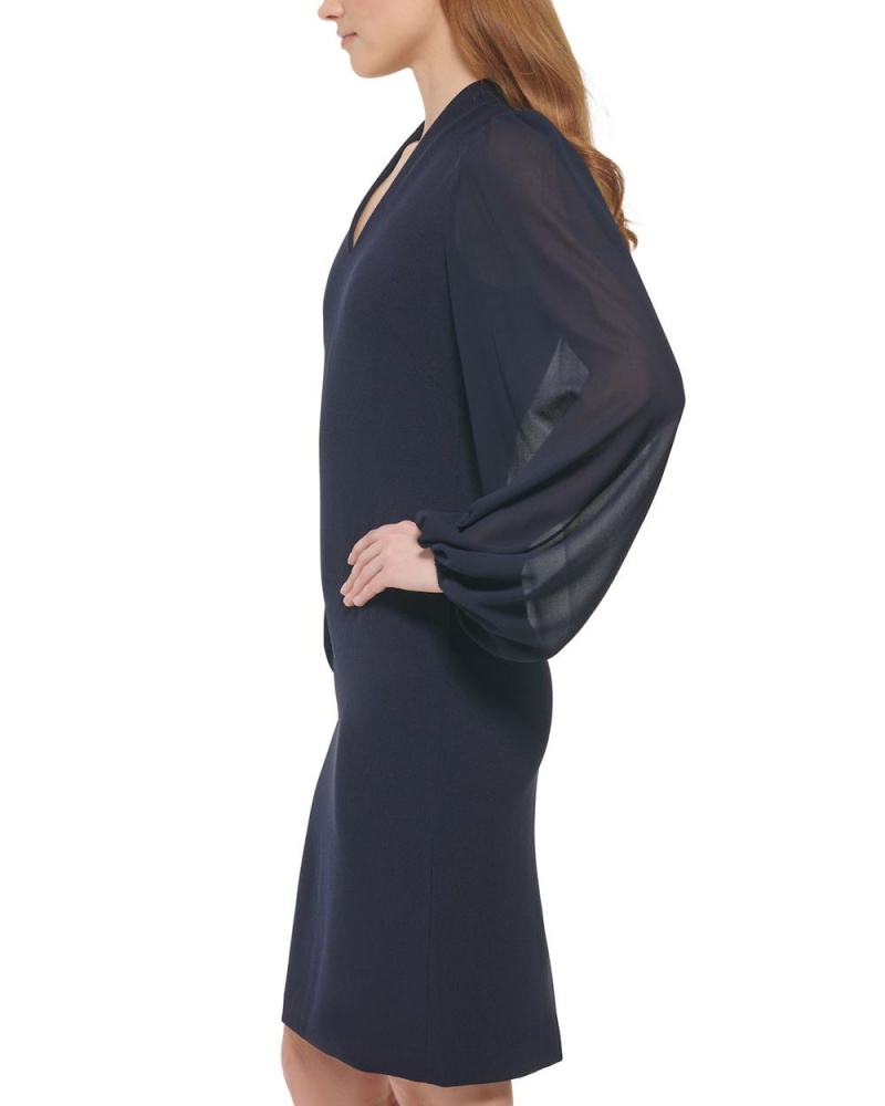 Vince Camuto Chiffon-Sleeve Sheath Mini Šaty Damske Námornícka Modrá | WPIA-02189