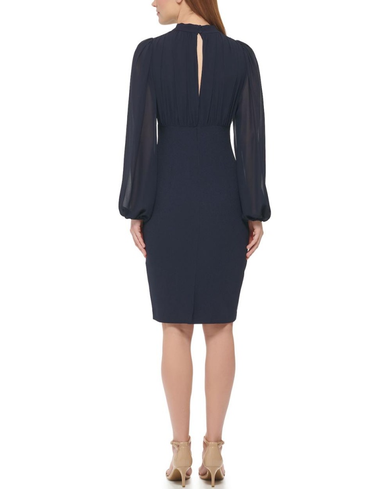Vince Camuto Chiffon-Sleeve Sheath Mini Šaty Damske Námornícka Modrá | WPIA-02189