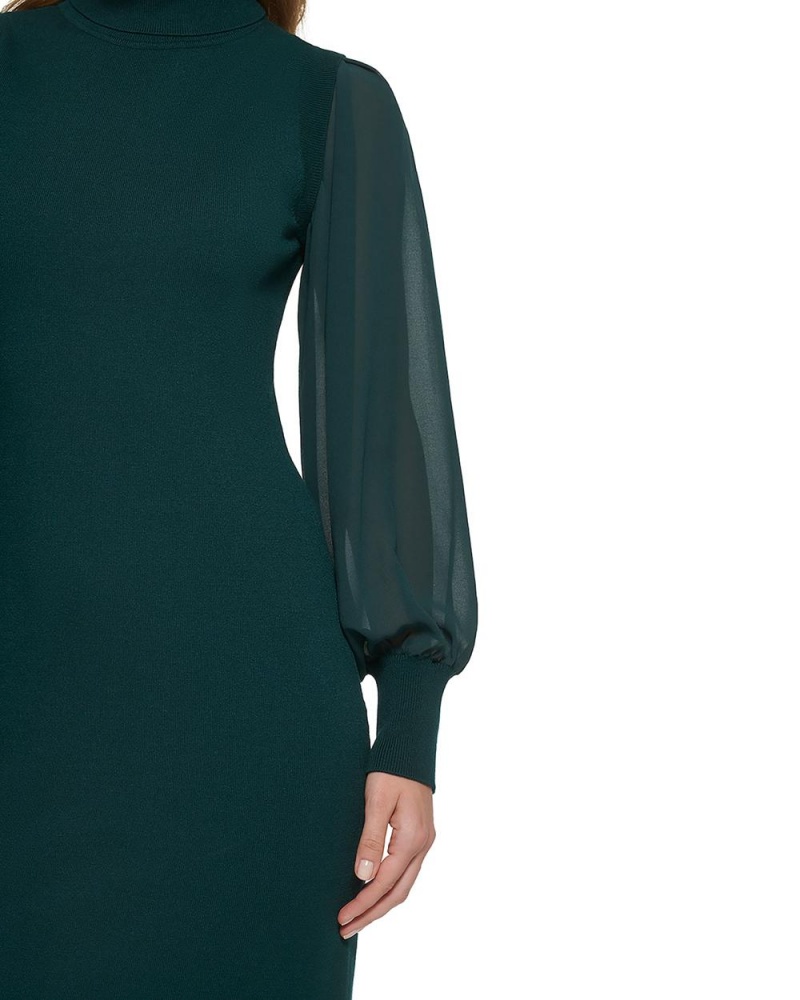 Vince Camuto Chiffon-Sleeve Turtleneck Mini Šaty Damske Zelene | IGEM-63485