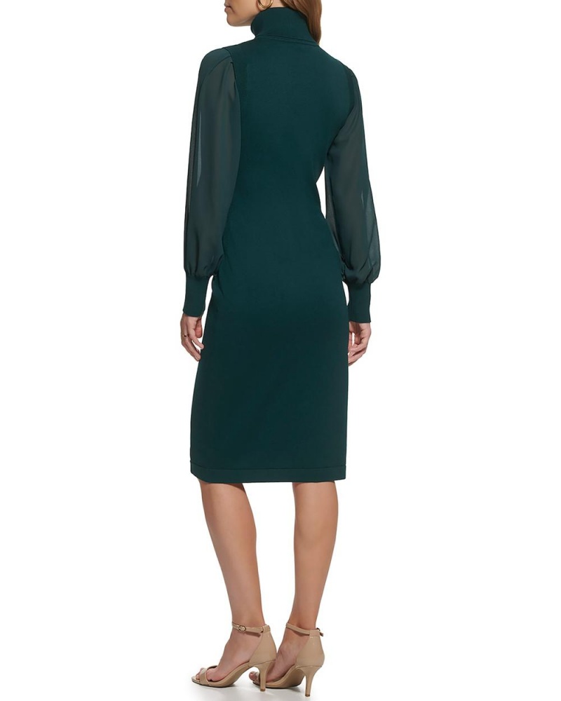 Vince Camuto Chiffon-Sleeve Turtleneck Mini Šaty Damske Zelene | IGEM-63485