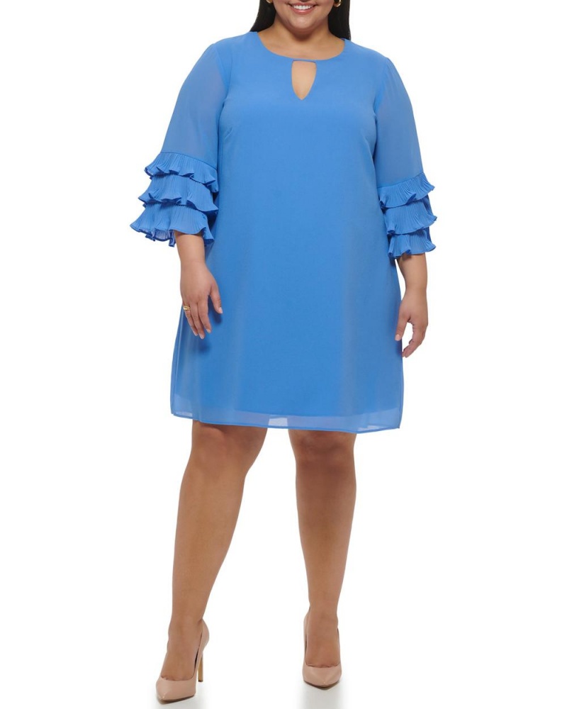 Vince Camuto Chiffon Layered-Sleeve (Plus Size) Maxi Šaty Damske Modre | PCVT-07586