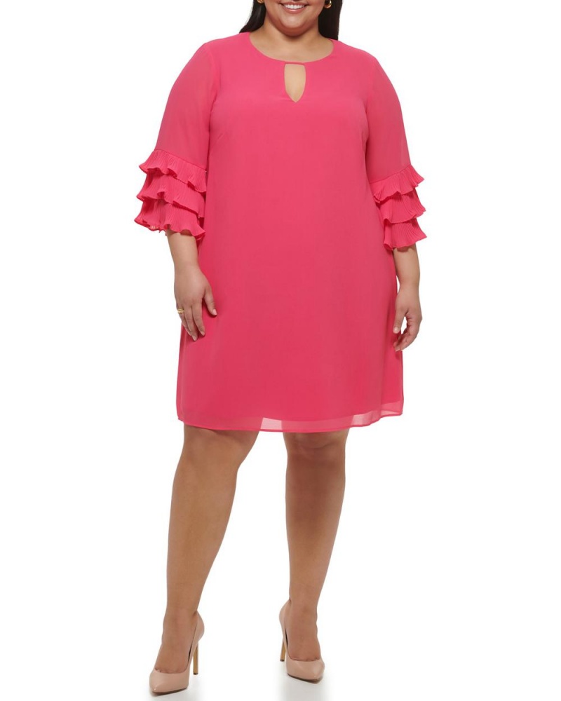 Vince Camuto Chiffon Layered-Sleeve (Plus Size) Maxi Šaty Damske Ruzove | UXEL-28754