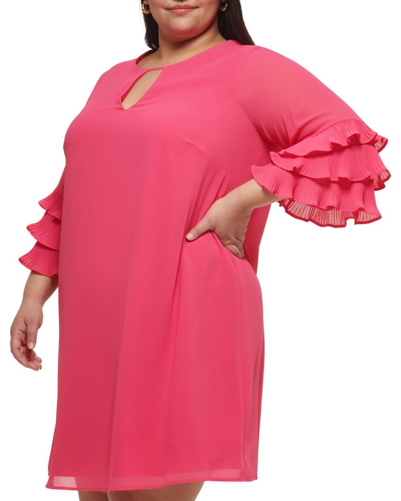 Vince Camuto Chiffon Layered-Sleeve (Plus Size) Maxi Šaty Damske Ruzove | UXEL-28754
