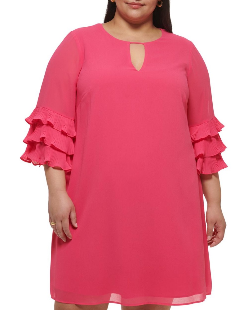 Vince Camuto Chiffon Layered-Sleeve (Plus Size) Maxi Šaty Damske Ruzove | UXEL-28754