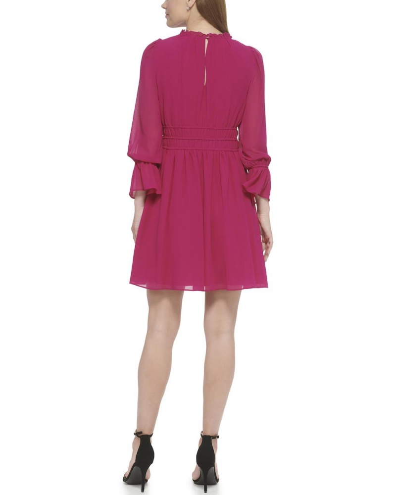 Vince Camuto Chiffon Shirred-Pásom Mini Šaty Damske Bordove | OSGK-50931