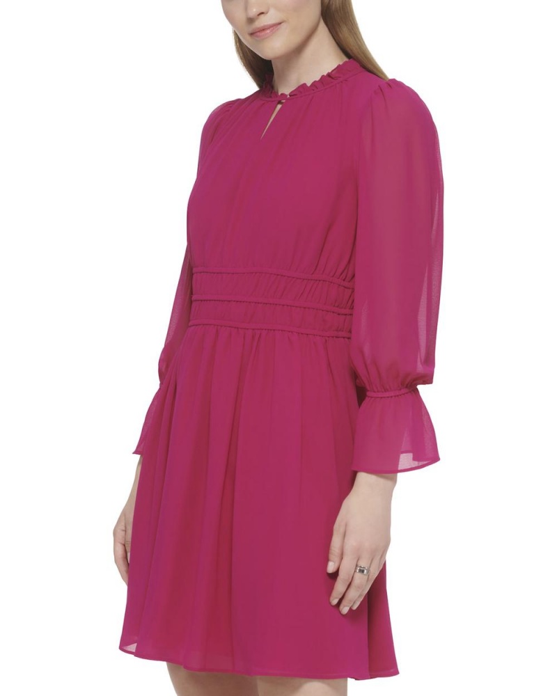 Vince Camuto Chiffon Shirred-Pásom Mini Šaty Damske Bordove | OSGK-50931