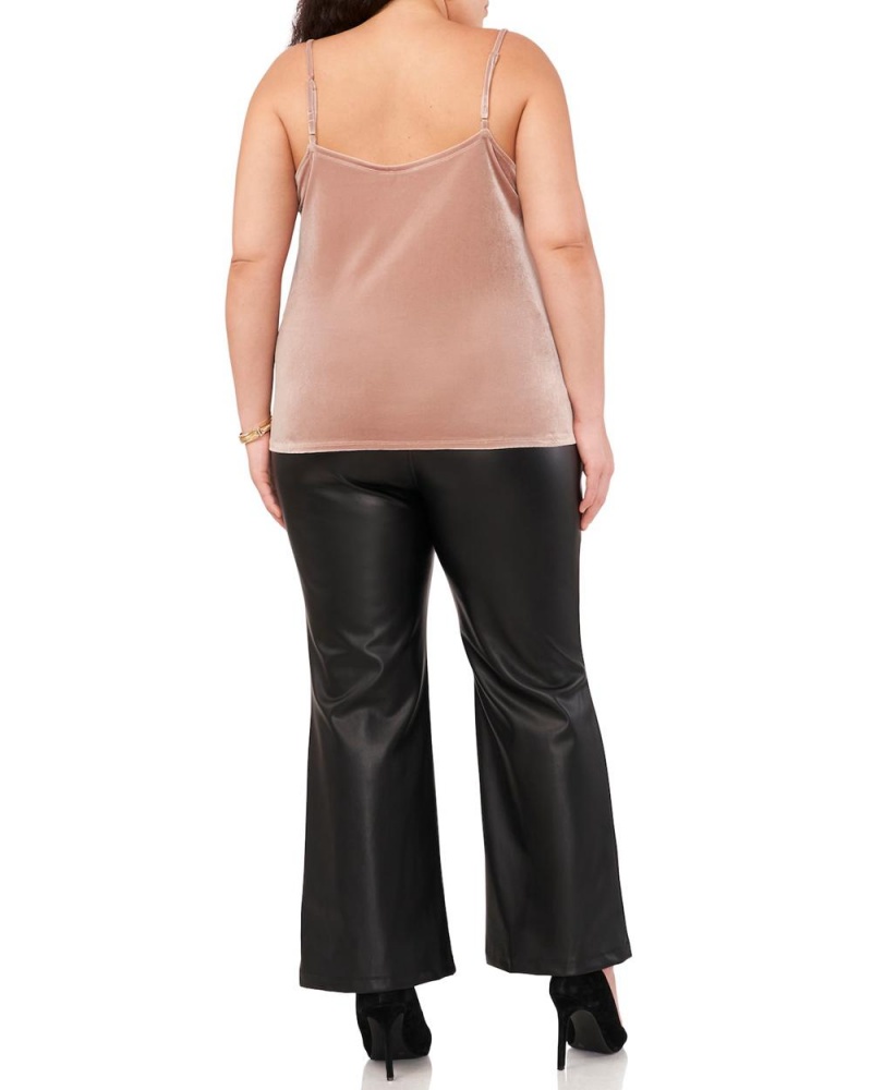 Vince Camuto Cipkovane-Trimmed Velvet Camisole (Plus Size) Topy Damske Hnede | HXNS-41675