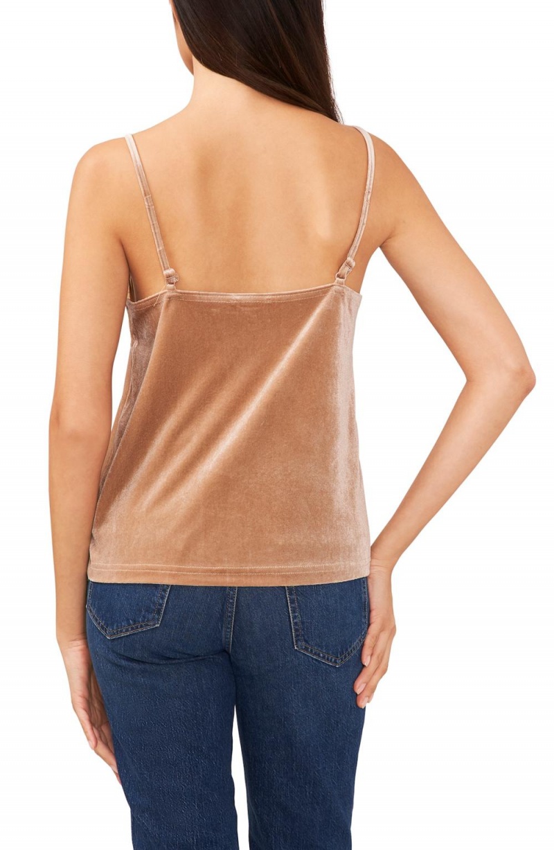 Vince Camuto Cipkovane-Trimmed Velvet Camisole (Plus Size) Topy Damske Hnede | HXNS-41675