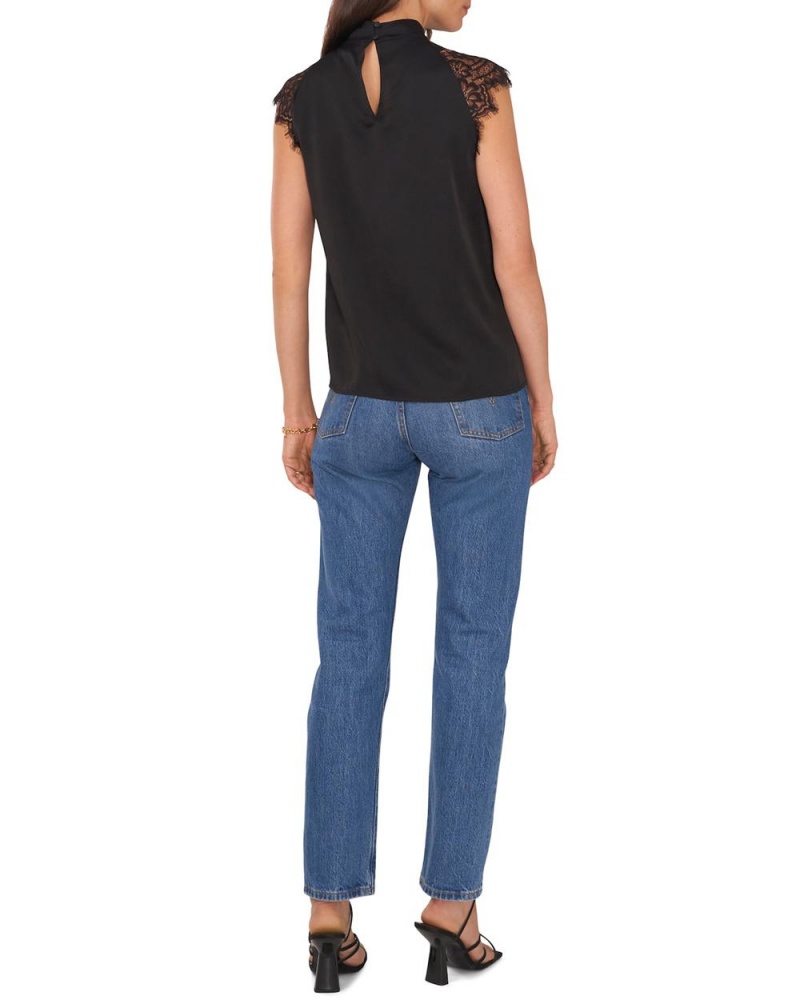 Vince Camuto Cipkovane Cap-Sleeve Bluzka Damske Čierne | LHOZ-65391