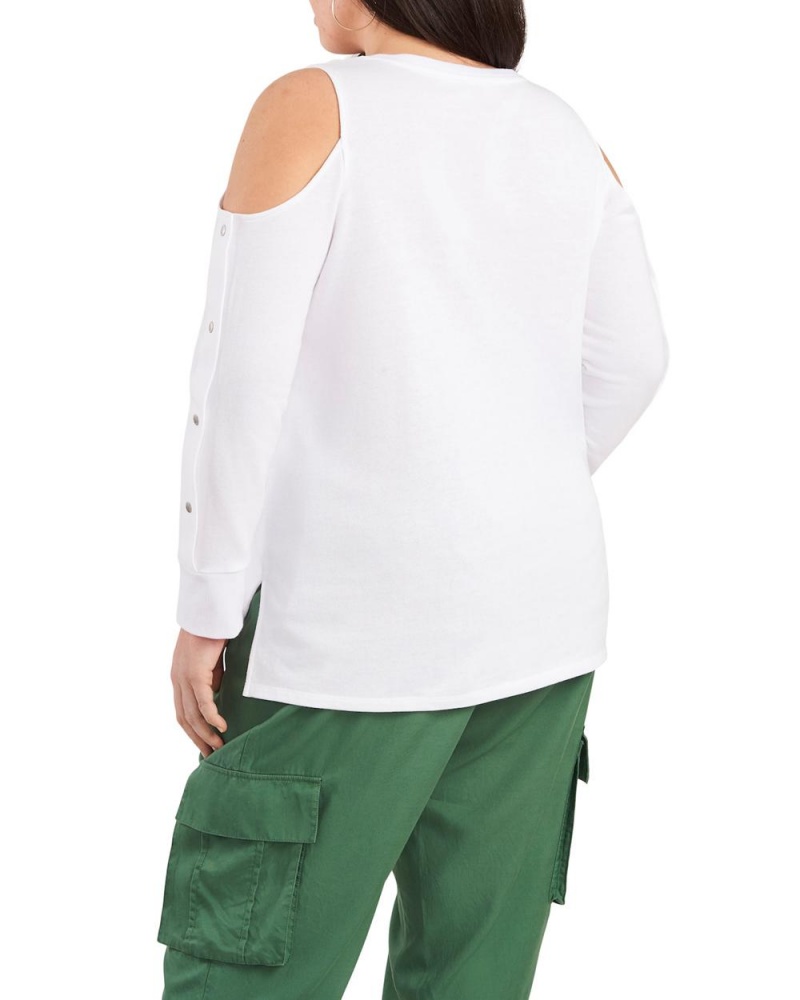 Vince Camuto Cold-Shoulder Snap-Sleeve (Plus Size) Topy Damske Biele | RMIT-48590