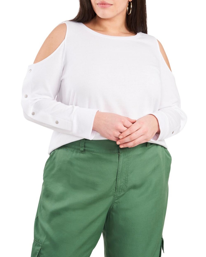 Vince Camuto Cold-Shoulder Snap-Sleeve (Plus Size) Topy Damske Biele | RMIT-48590