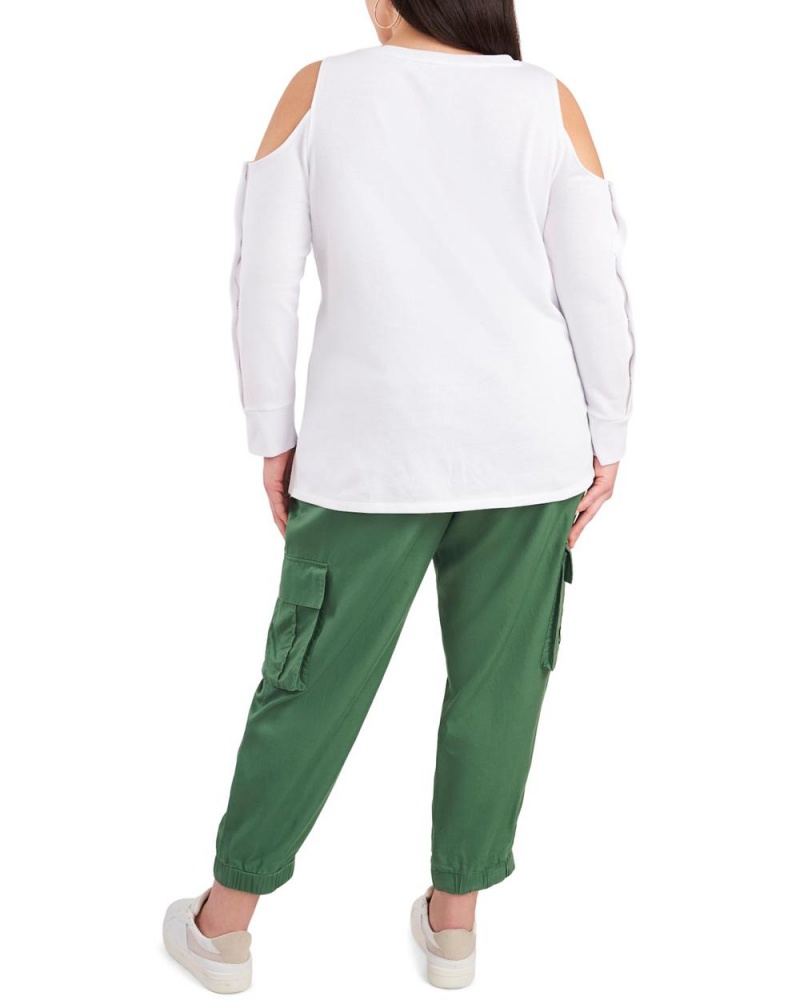 Vince Camuto Cold-Shoulder Snap-Sleeve (Plus Size) Topy Damske Biele | RMIT-48590