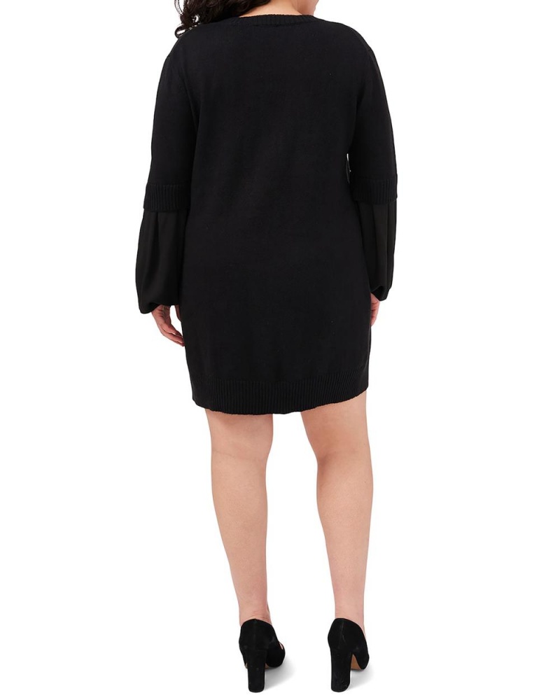 Vince Camuto Contrast-Sleeve (Plus Size) Maxi Šaty Damske Čierne | BRYC-68905