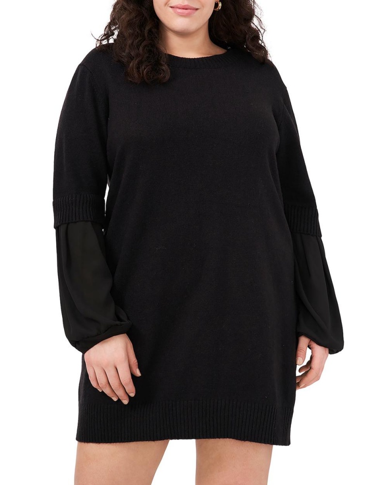 Vince Camuto Contrast-Sleeve (Plus Size) Maxi Šaty Damske Čierne | BRYC-68905