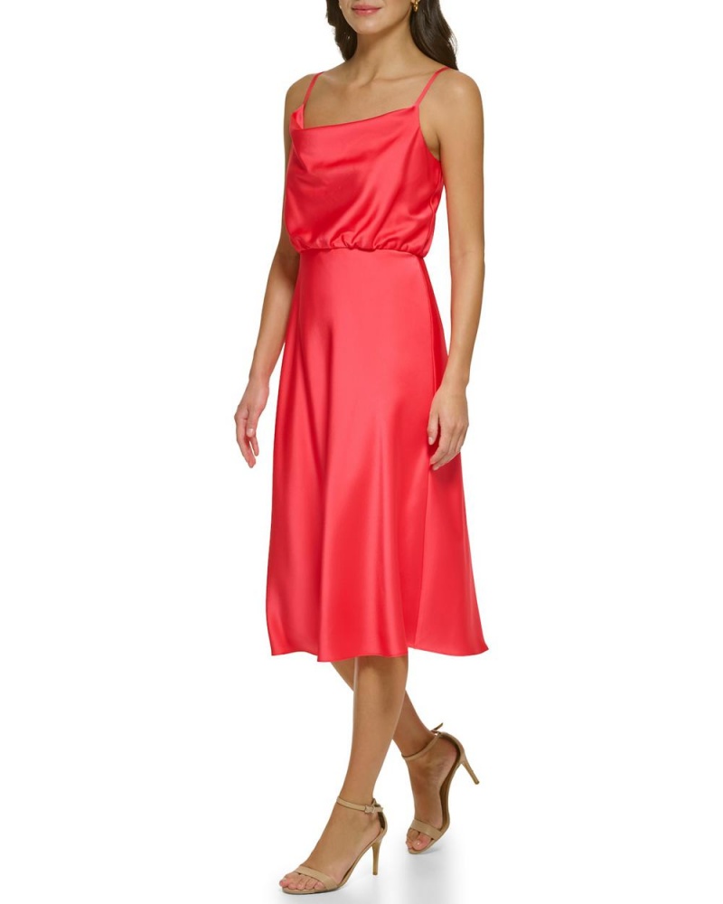 Vince Camuto Cowl-Neck Midi Šaty Damske Červené | QTCI-07846