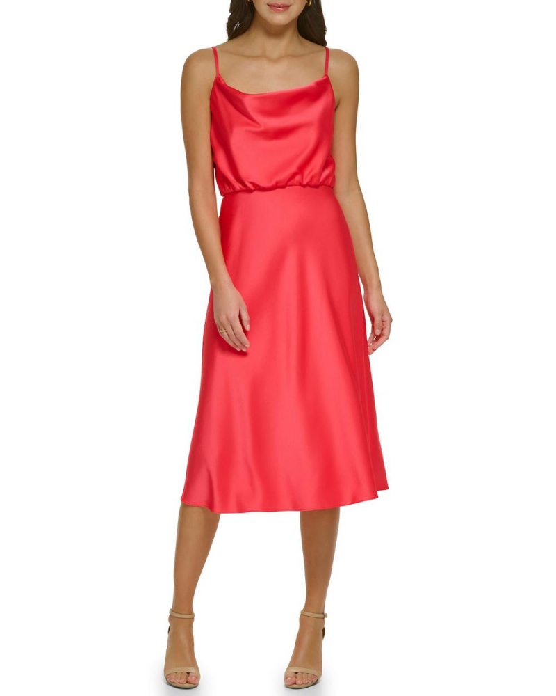 Vince Camuto Cowl-Neck Midi Šaty Damske Červené | QTCI-07846