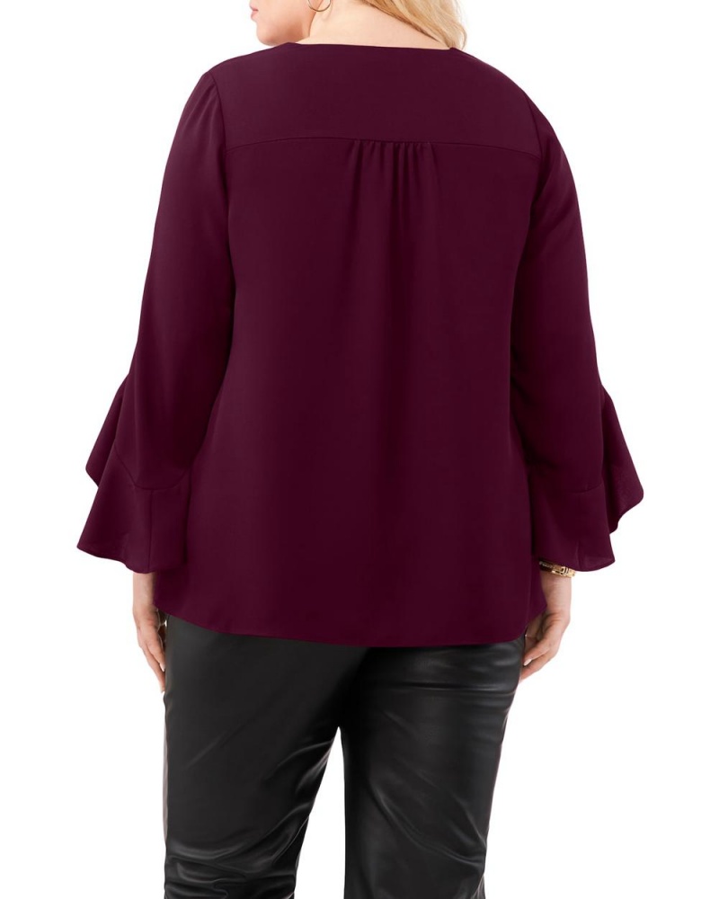 Vince Camuto Crepe-De-Chine Flutter Sleeve Tunic (Plus Size) Topy Damske Nachový | PEIR-80134