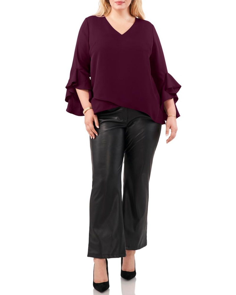 Vince Camuto Crepe-De-Chine Flutter Sleeve Tunic (Plus Size) Topy Damske Nachový | PEIR-80134