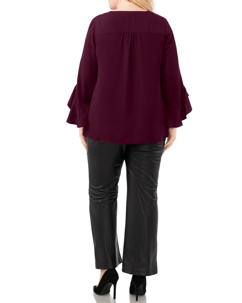 Vince Camuto Crepe-De-Chine Flutter Sleeve Tunic (Plus Size) Topy Damske Nachový | PEIR-80134