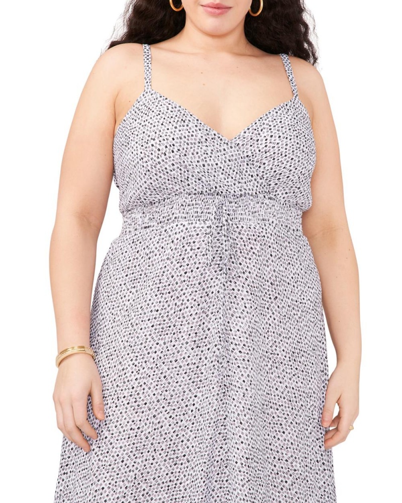 Vince Camuto Dash-Print High-Low (Plus Size) Maxi Šaty Damske Biele | KDTA-01597