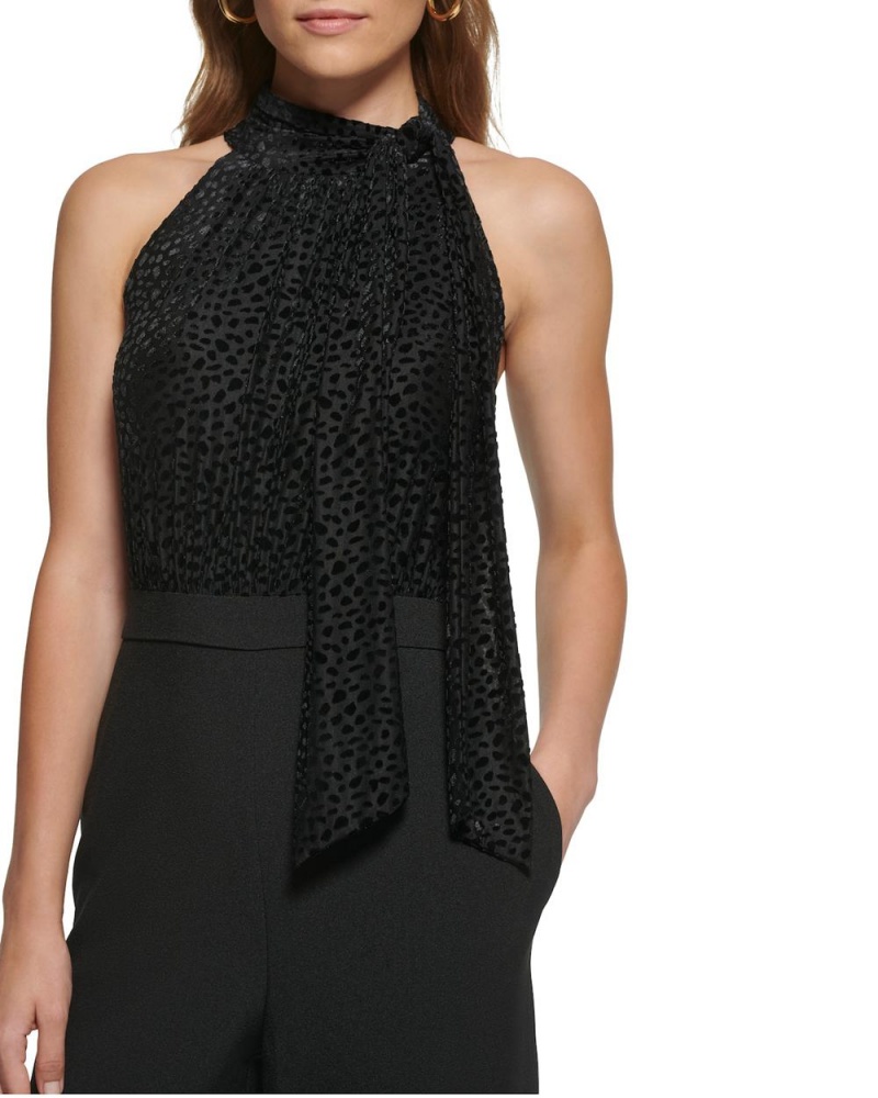 Vince Camuto Devore Bow-Neck Kombineza Damske Čierne | PEQW-21056
